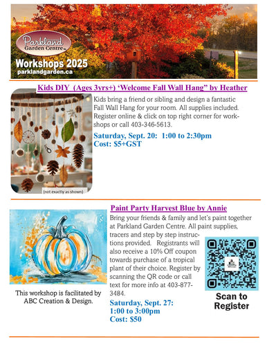 Paint Party Harvest Blue on Saturday, Sept 27 from 1:00 to 3:00pm