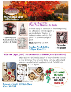 KIDS DIY (3yrs+) Tree Ornaments (Snowman, Bear & Reindeer) on Sat. Nov 8 from 1-2:30pm