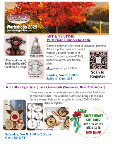 ART & TEA TIME - Paint Plant Figurines on Sunday, Nov.2 from 2:00-3:30pm