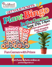 Plant Bingo on September 17, 2026 from 5 to 8pm